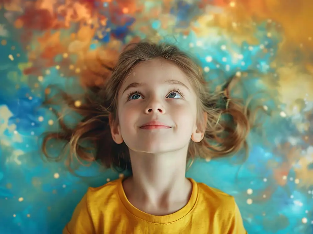 Bambino avvolto dal cosmo